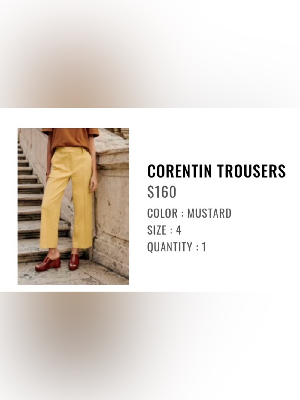 Sézane Corentin Trousers in Mustard Yellow, Cotton and Linen Blend, Size 4 NWOT - Picture 9 of 9